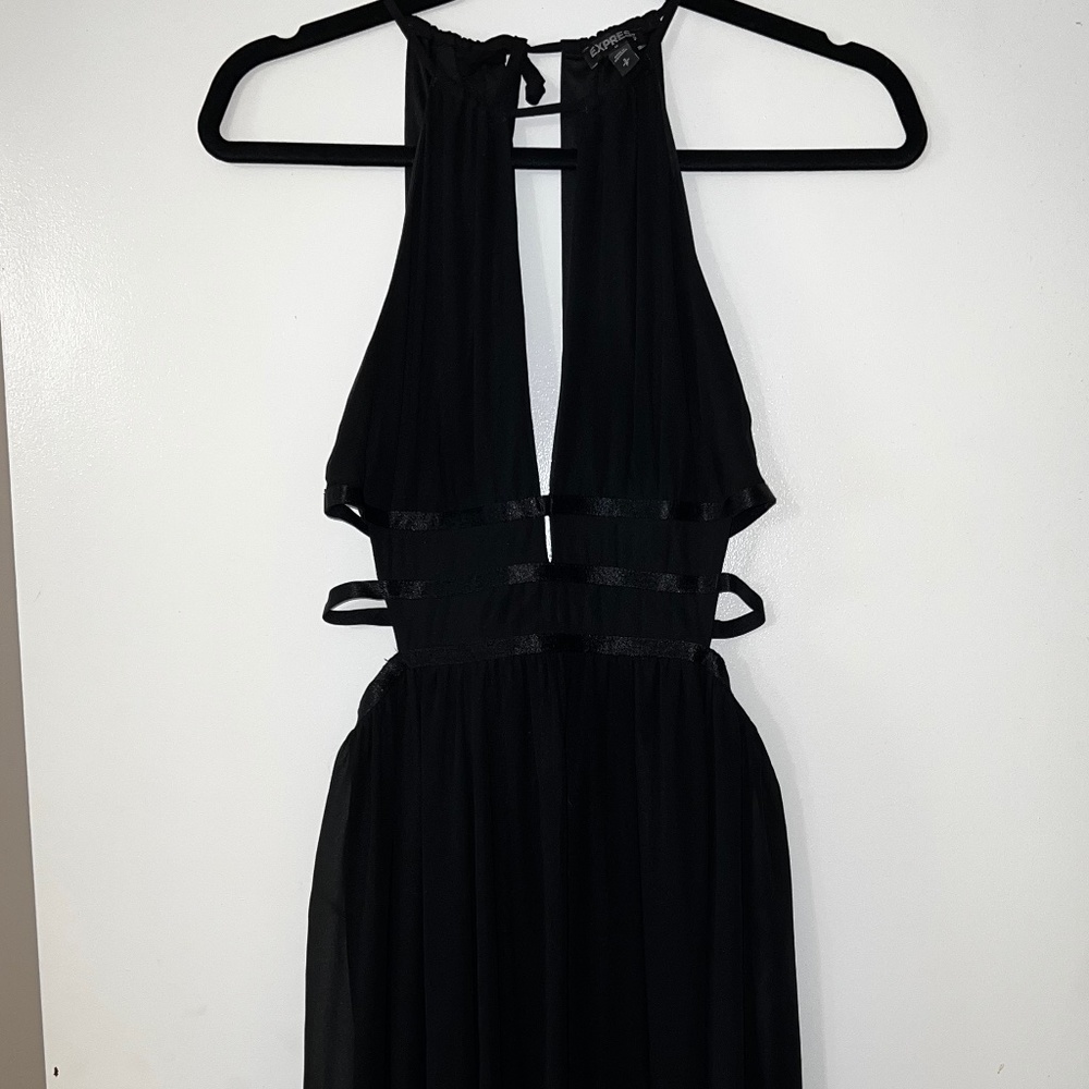 Black side cut out dress